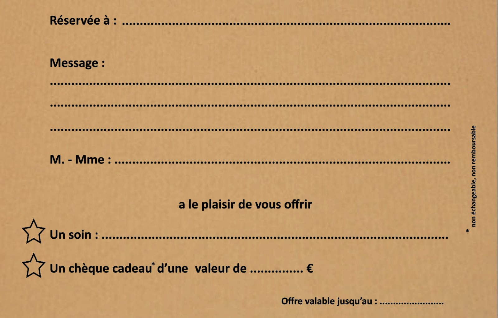 INFINI FEMME - CARTE CADEAU VERSO INFINI FEMME - CARTE CADEAU VERSO